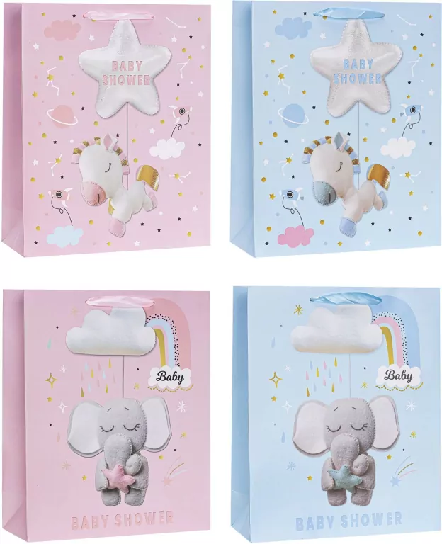 Torebka ozdobna 26x32x10cm dziecięce mix ROZETTE. 1 sztuka - tantis.pl
