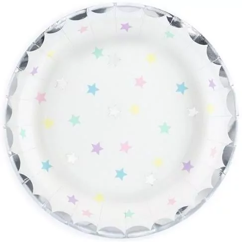 Talerzyki Jednorożec Gwiazdki 18cm 6szt - tantis.pl