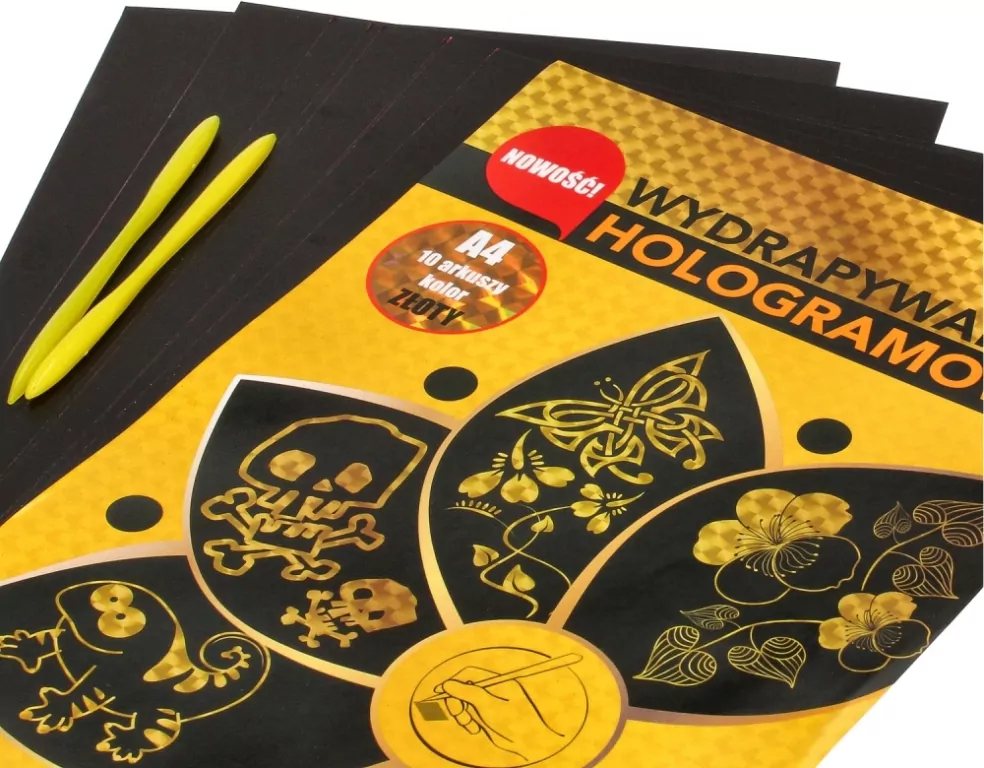 Wydrapywanka hologramowa A4 złota - tantis.pl