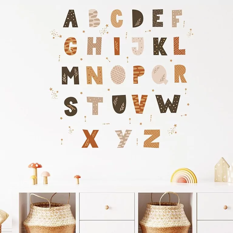 Naklejki na ścianę do pokoju dziecka alfabet boho - tantis.pl
