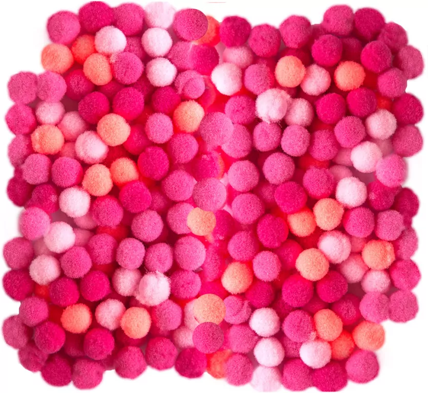 Pompony poliestrowe różowe 1cm różowy mix - tantis.pl