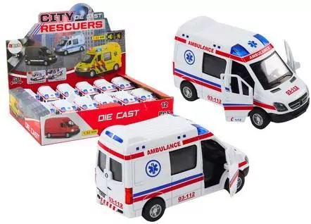 Ambulans karetka 1:32 światła dźwięk napęd biała