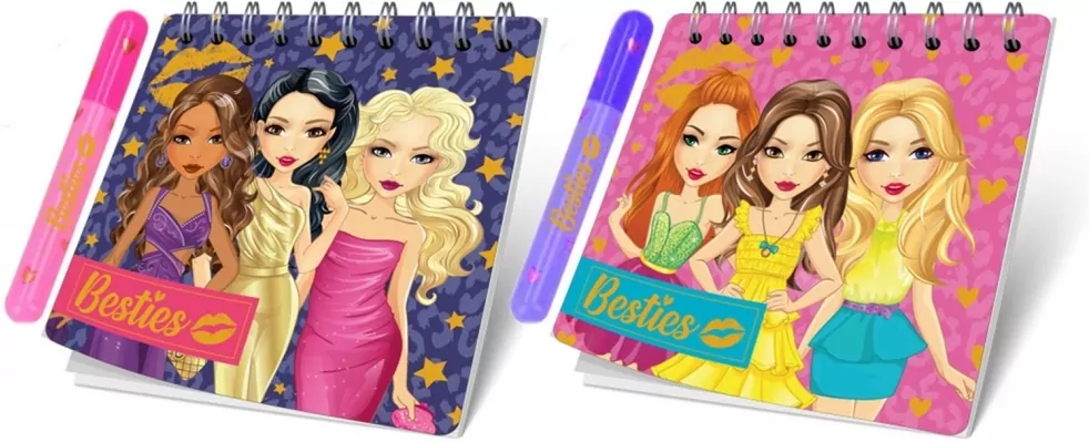 Mini notatnik 8x8 cm + długopis, mix - tantis.pl