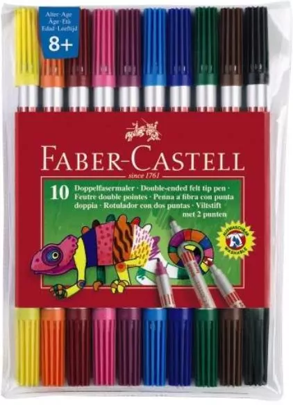 Faber-Castell. Flamastry dwustronne, 10 kolorów - tantis.pl