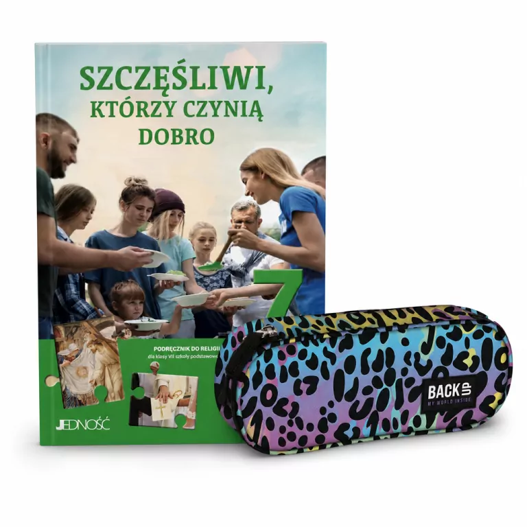 Pakiet: Szczęśliwi, którzy czynią dobro. Podręcznik do religii dla klasy 7 szkoły podstawowej / Piórnik backup 8 A28 DERFORM - tantis.pl