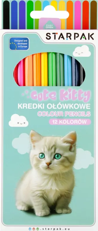 Kredki ołówkowe 12 kolorów Cuties Kotki - tantis.pl