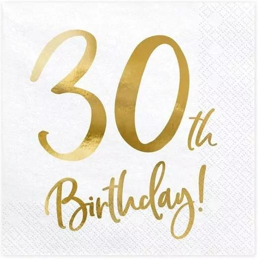 Serwetki 30th Birthday białe 33x33cm - tantis.pl