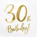 Serwetki 30th Birthday białe 33x33cm - tantis.pl