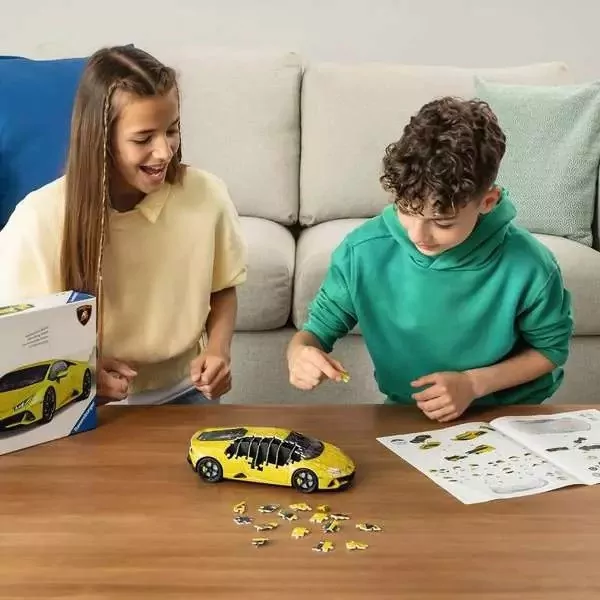 Ravensburger. Puzzle 3D Pojazdy: Lamborghini Huracn Evo Giallo - tantis.pl