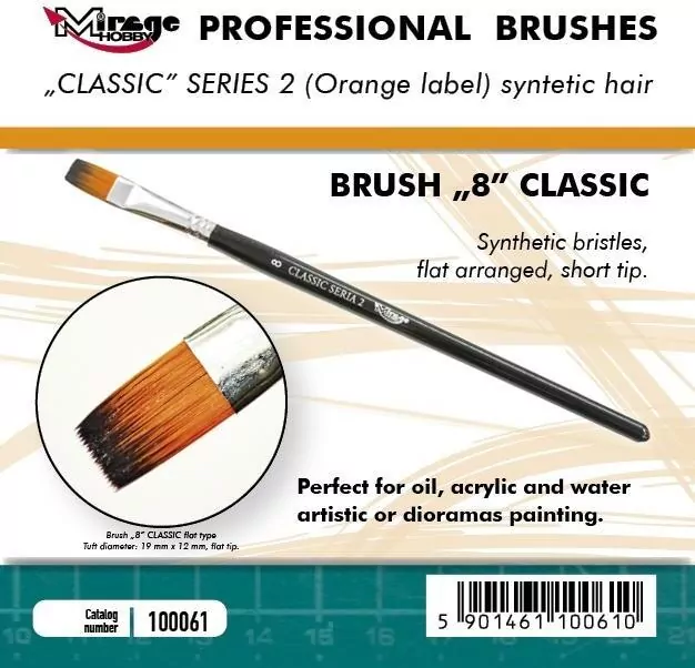 Pędzelek płaski high quality classic rozm 8 - tantis.pl