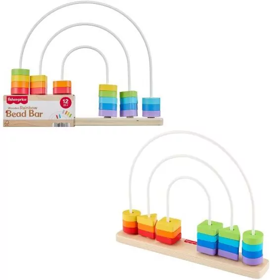 Fisher-Price Tęcza Drewniane koraliki Kształty - tantis.pl