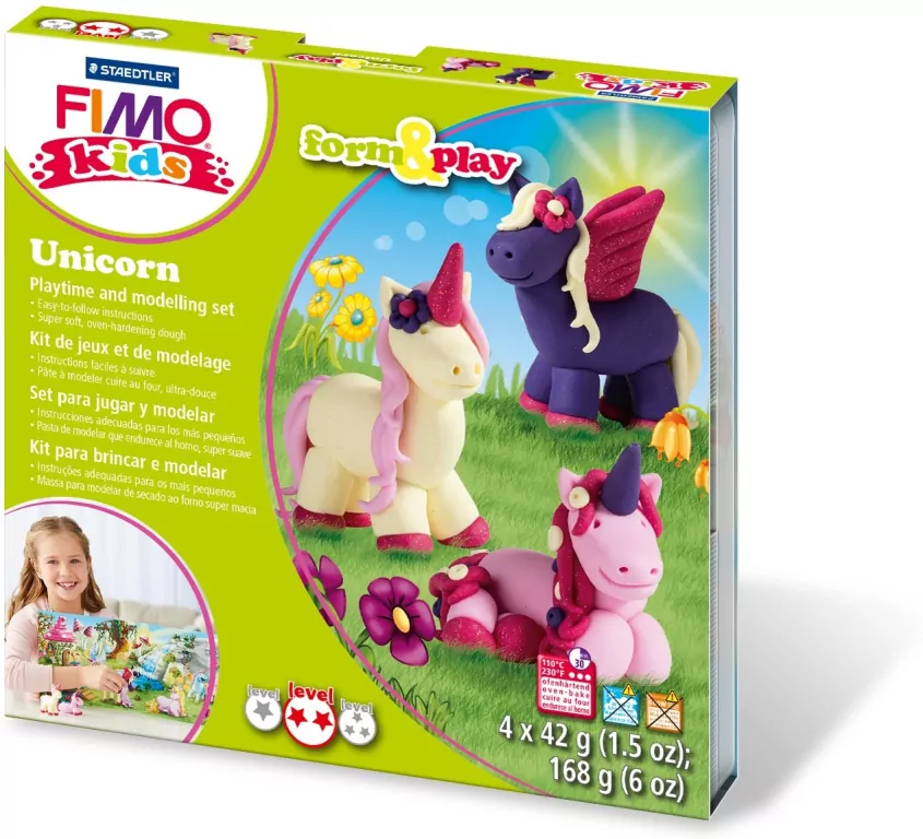 Zestaw Fimo Kids Form&Play Jednorożce 4x42g - tantis.pl
