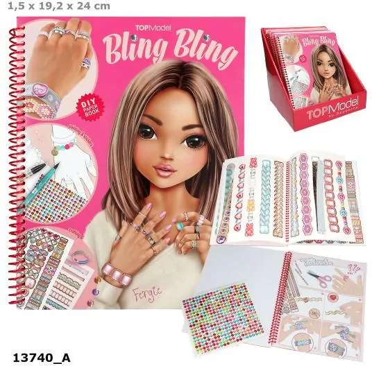 Kolorowanka DIY Bling Bling Top Model do robienia pierścionków i bransoletek z naklejkami 13740A - tantis.pl