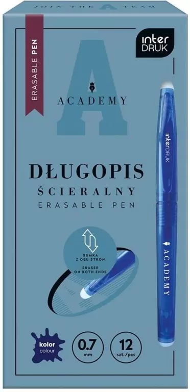 Długopis ścieralny Academy niebieski (12sz) - tantis.pl