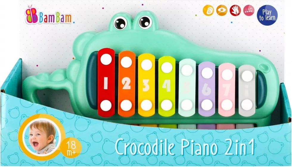 Pianinko cymbałki krokodylek 2w1 BAM BAM - tantis.pl