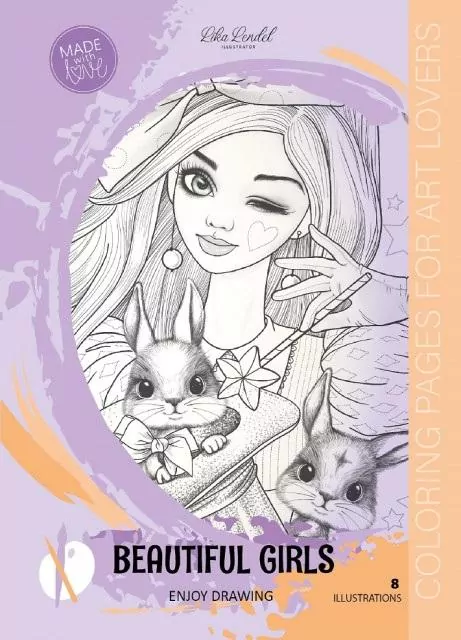 Kolorowanka A4 8 obrazków Beautiful Girls fiolet - tantis.pl