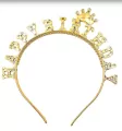 Opaska Happy Birthday złota 16,8cm PARTY GO - tantis.pl