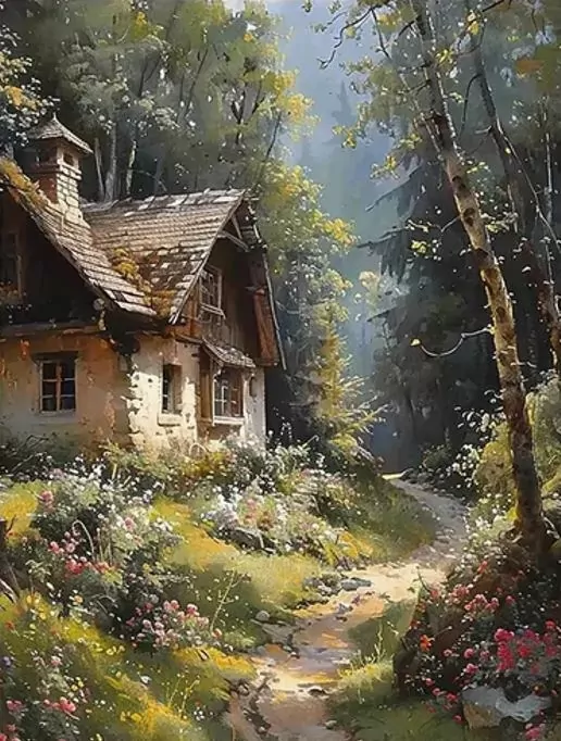 Diamentowa Mozaika Chata przy leśnej drodze NO-2001755 - tantis.pl