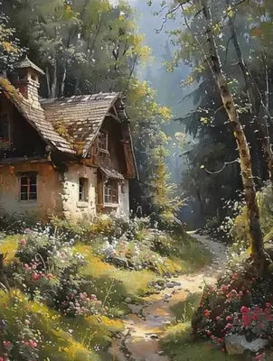 Diamentowa Mozaika Chata przy leśnej drodze NO-2001755