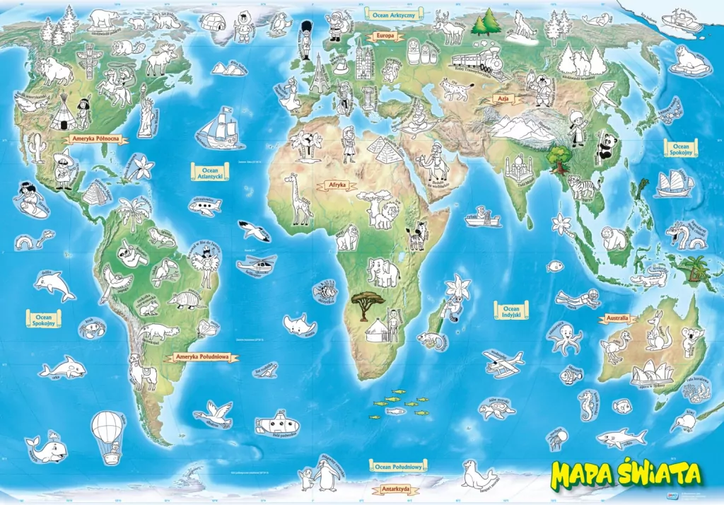 Mapa świata. Plakat z naklejkami - tantis.pl