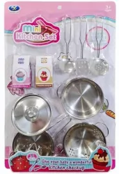 Zestaw kuchenny naczynie i garnki metal z akcesor