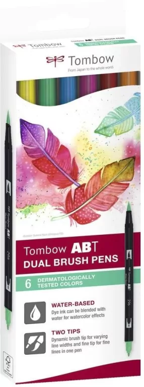 Flamastry Brush pen dwustronne 6 kolorów - tantis.pl