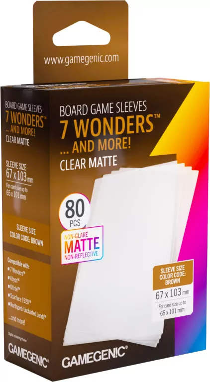 Gamegenic: Board Game Sleeves - 7 Wonders (67x103 mm) - Clear Matte - 80 sztuk - tantis.pl