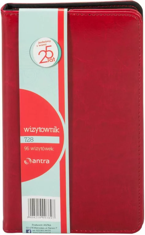 Wizytownik 96 trzyklatkowy 728 czerwony ANTRA - tantis.pl