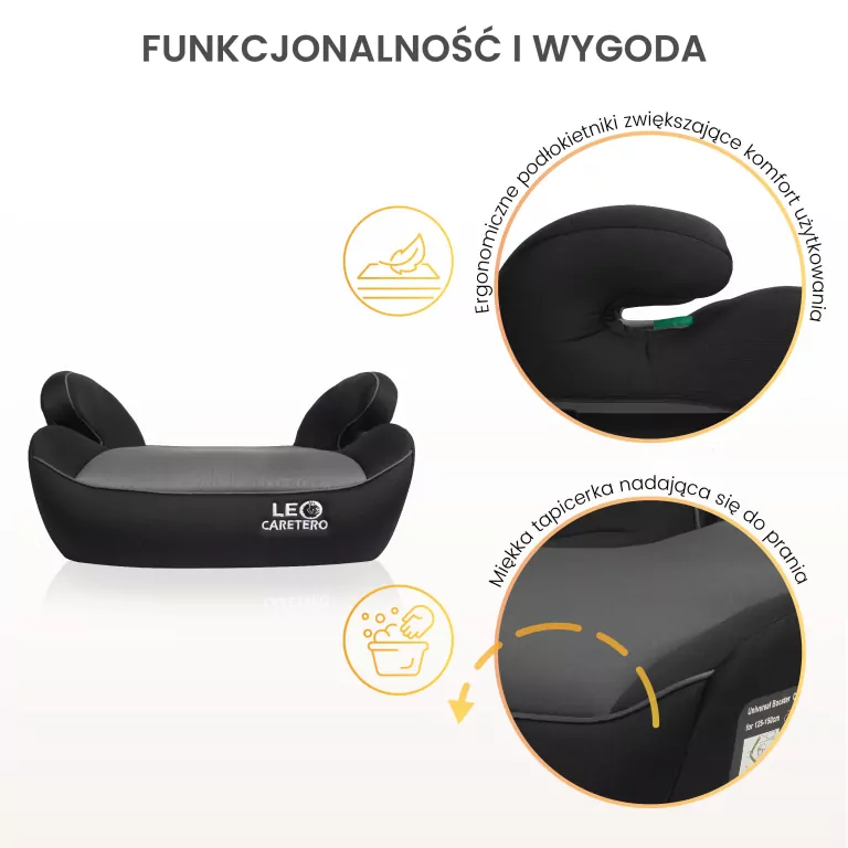 Caretero Fotelik Leo szary (125-150cm) - tantis.pl