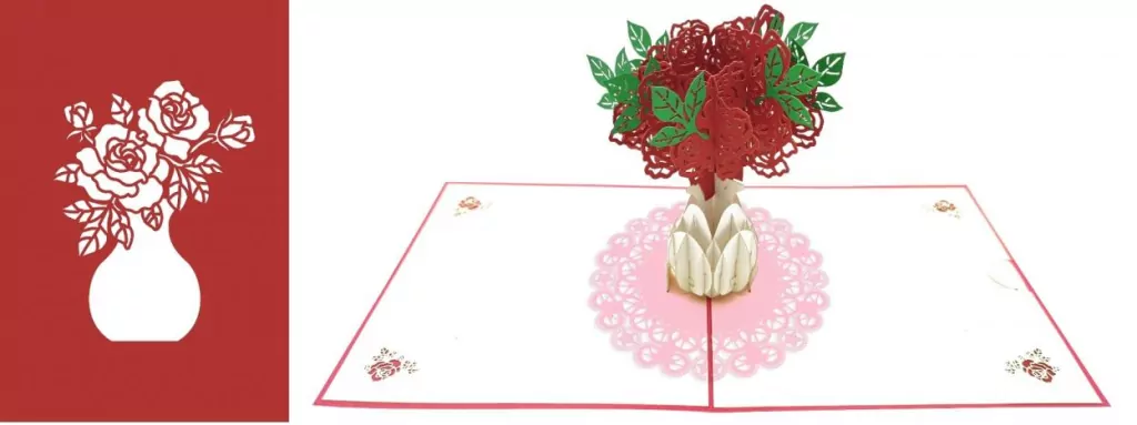 Karnet 12x18 cm + koperta POP-UP Róże - tantis.pl