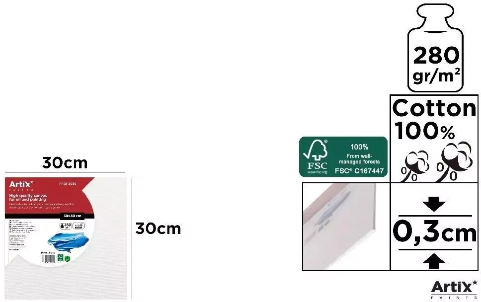 Tablica malarska 30x30x0,3cm 280G/m2 - tantis.pl