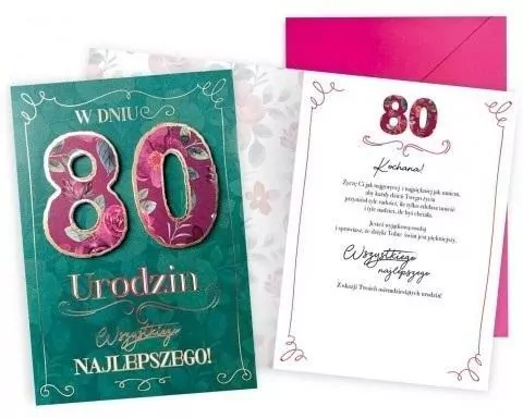 Karnet okolicznościowy. Urodziny 80. Kukartka - tantis.pl