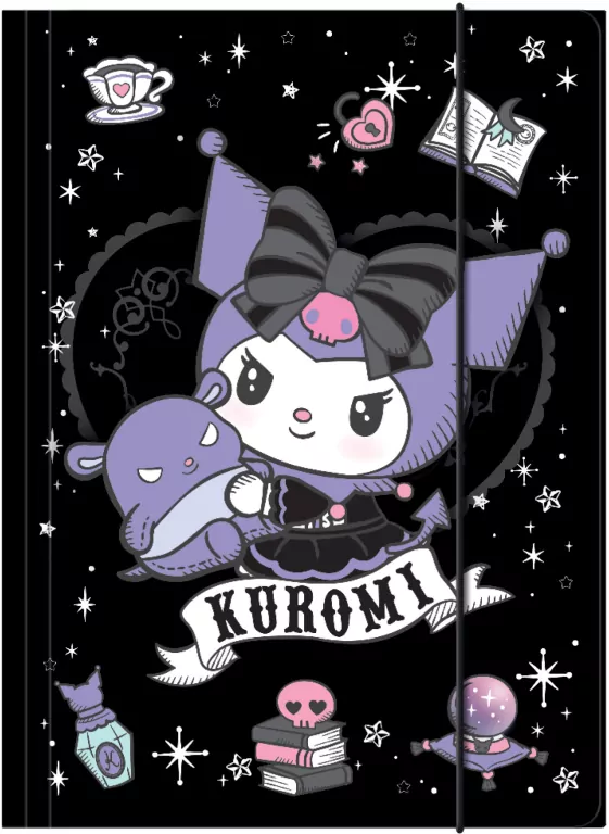 Teczka kartonowa płaska z gumką A4 Kuromi wzór 1 - tantis.pl