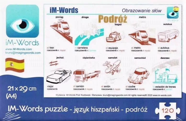 iM-Words Puzzle 96 Hiszpański - Podróż - tantis.pl