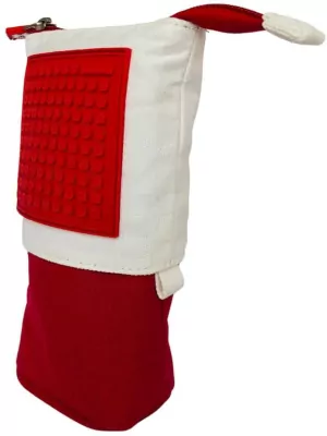 Pionowy piórnik na suwak z czerwonym panelem