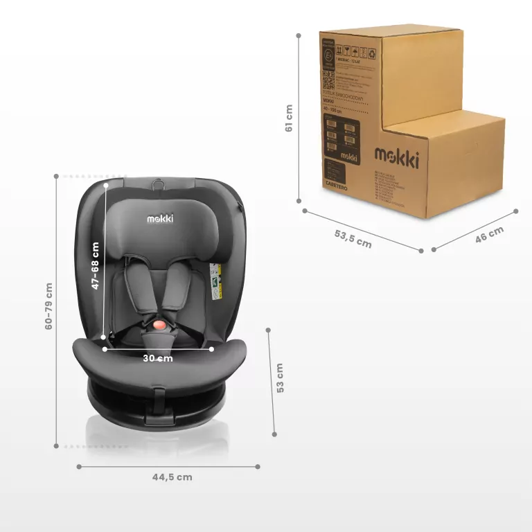 Caretero Fotelik Mokki szary (40-150cm) - tantis.pl