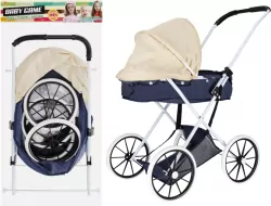 Wózek dla lalek głęboki metalowy granatowy