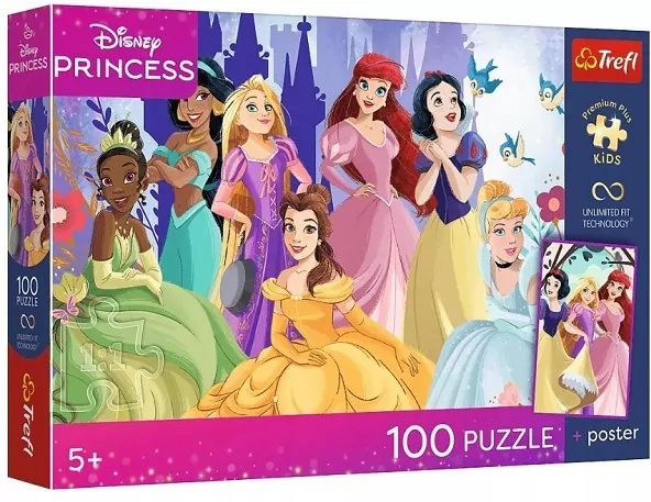 Puzzle 100 Disney Księżniczki + plakat TREFL - tantis.pl