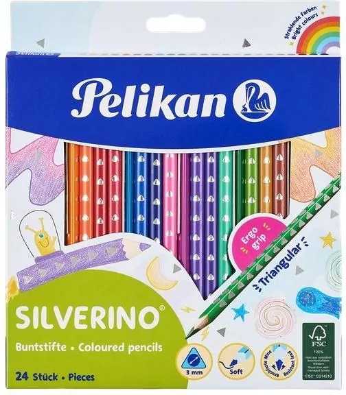 Kredki trójkątne Silverino. 24 kolory - tantis.pl