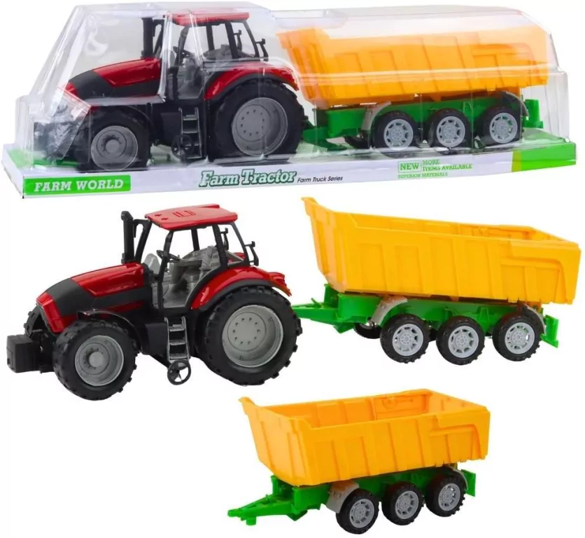 Traktor rolniczy z przyczepą zółtą - tantis.pl