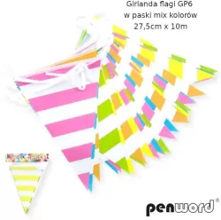 Girlanda flagi w paski mix kolorów 27.5cmx10m