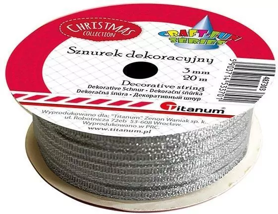 Sznurek-wstążka, srebrny - tantis.pl