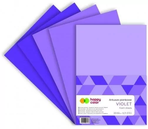 Arkusze piankowe fiolet A4 5szt. HAPPY COLOR - tantis.pl