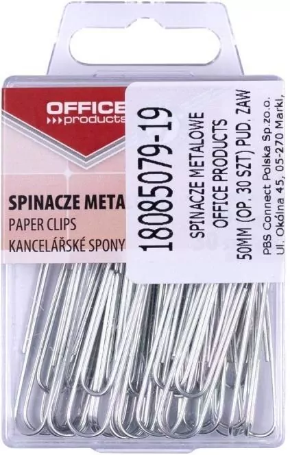 Spinacze metalowe srebrne 50mm 30szt - tantis.pl