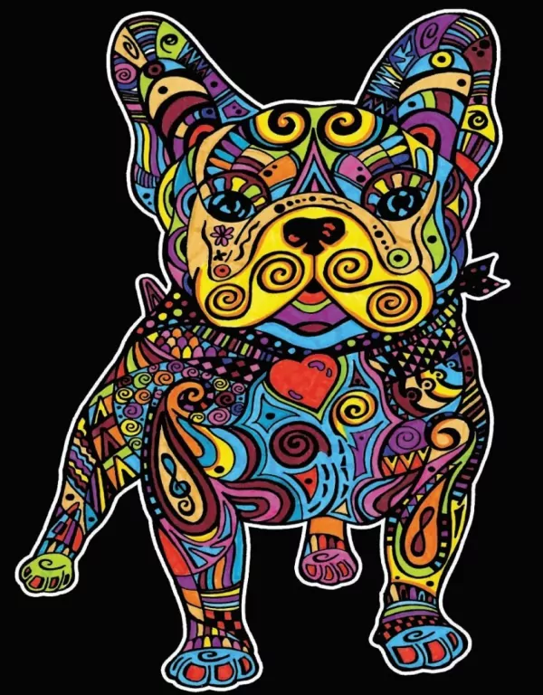 Kolorowanka welurowa Buldog Francuski 47x35cm - tantis.pl