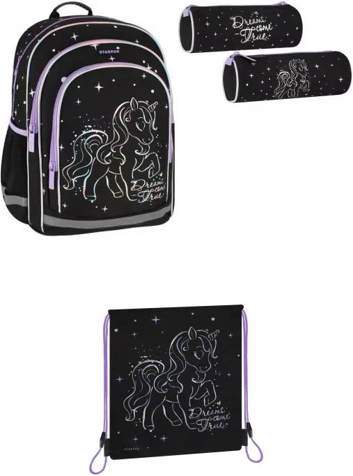 Pakiet Unicorn holograf: Plecak / piórnik tuba  / GRATIS worek na buty - tantis.pl