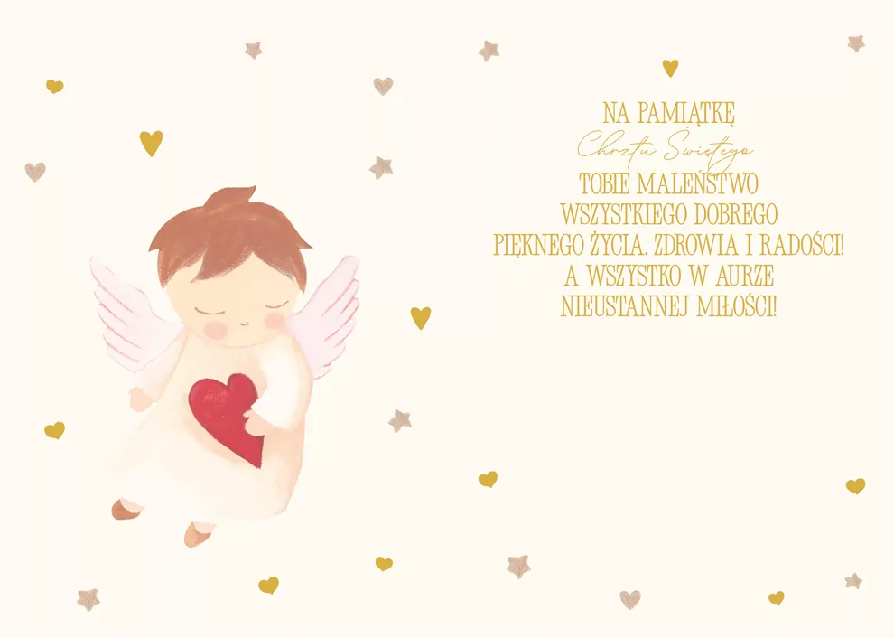 Karnet A5 Chrzest - Anioł z serduszkiem - tantis.pl