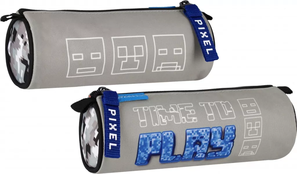 Piórnik tuba 1 zamek Pixel szary - tantis.pl