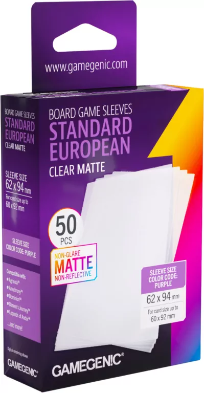 Gamegenic: Board Game Sleeves - Standard European (62x94 mm) - Clear Matte - 50 sztuk - tantis.pl