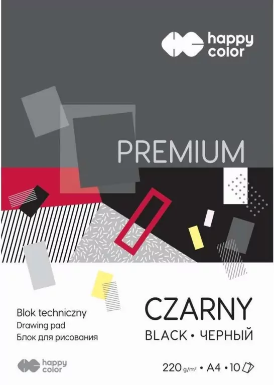 Blok techniczny czarny A4/10K. Premium Happy Color - tantis.pl